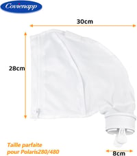 Covienapp 2 db szűrőzsák Polaris 280 480 medencetisztítóhoz cipzárral fehér 4