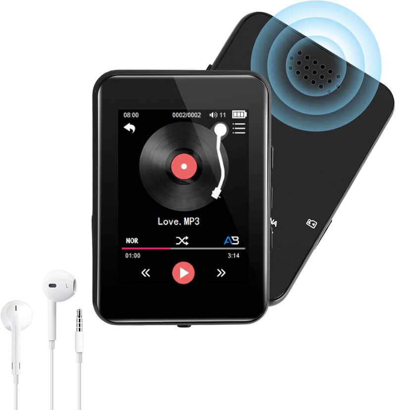COVVY MP3 lejátszó Bluetooth 5.2, 2,5" érintőképernyő, FM rádió, 72 GB - fekete