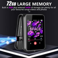 COVVY MP3 lejátszó Bluetooth 5.2, 2,5" érintőképernyő, FM rádió, 72 GB - fekete 2