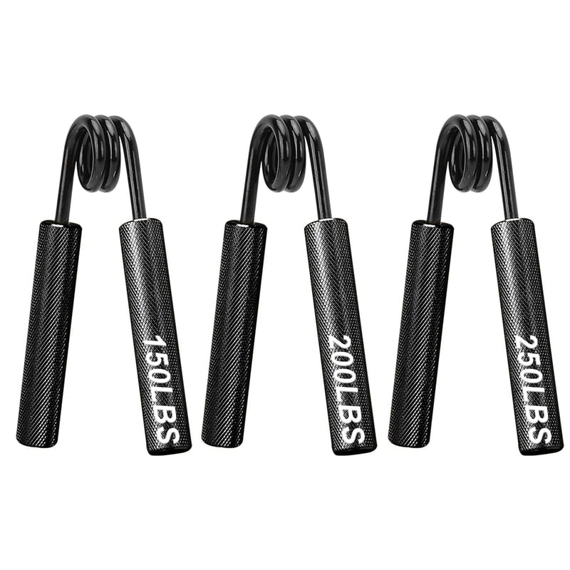 COVVY set za vježbanje snage stiska ruku, metalne hvataljke 3 kom (150/200/250 lbs) - crne