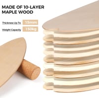 Cowiewie Balance Board 15mm + 10mm Parafa Tekercs, 150kg Terhelhetőség, Szörf és Gördeszkázáshoz - wood-coloured 5