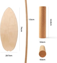 Cowiewie Balance Board 15mm + 10mm Parafa Tekercs, 150kg Terhelhetőség, Szörf és Gördeszkázáshoz - wood-coloured 6