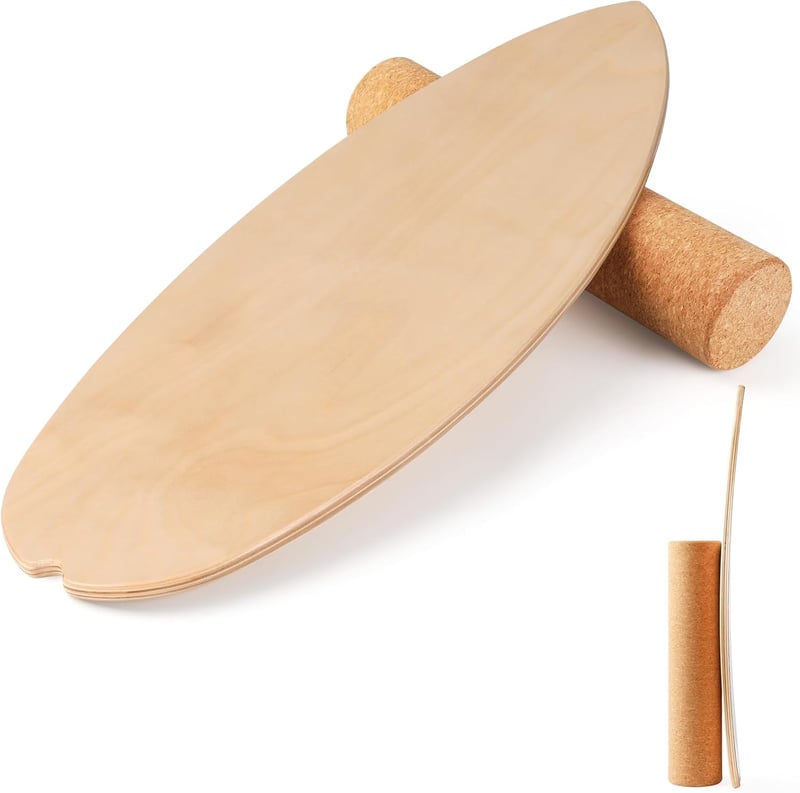 Cowiewie Balance Board 15mm + 10mm Parafa Tekercs, 150kg Terhelhetőség, Szörf és Gördeszkázáshoz - wood-coloured