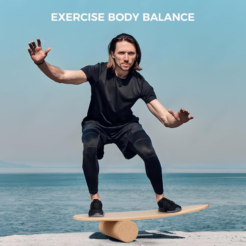 Cowiewie Balance Board 15mm + 10mm Parafa Tekercs, 150kg Terhelhetőség, Szörf és Gördeszkázáshoz - wood-coloured