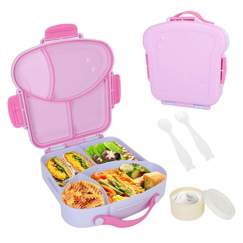 Cozary Kenyér Formájú Gyermek Uzsonnás Doboz Rekeszekkel, Polipropilén (PP) + Polietilén (PE), Lila