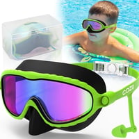 COZII gyerek snorkel búvárszemüveg orrvédővel, 180° panoráma - zöld - 4-14 éves korig 1