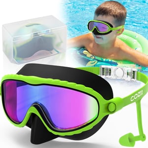 COZII gyerek snorkel búvárszemüveg orrvédővel, 180° panoráma - zöld - 4-14 éves korig