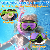 COZII gyerek snorkel búvárszemüveg orrvédővel, 180° panoráma - zöld - 4-14 éves korig 2