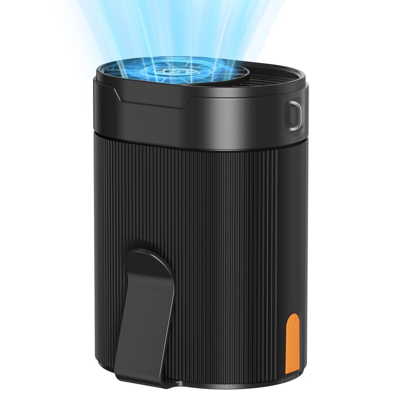 Ventilator portabil COZOME pe baterii, mini ventilator de purtat la tricou cu clips, ventilator cu prindere la curea reîncărcabil, 4 viteze, USB-C, 6600 RPM, Negru