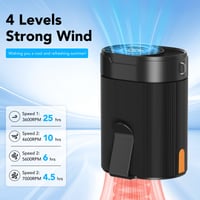 Ventilator portabil COZOME pe baterii, mini ventilator de purtat la tricou cu clips, ventilator cu prindere la curea reîncărcabil, 4 viteze, USB-C, 6600 RPM, Negru 2