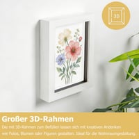 Coztie 3D rám na vyplnenie 30x40 cm, biely drevený hlboký rám s hĺbkou 3 cm na kvety, svadobný dar 5
