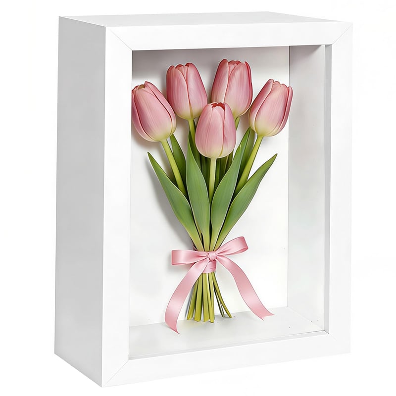 Coztie 3D rám na vyplnenie 30x40 cm, biely drevený hlboký rám s hĺbkou 3 cm na kvety, svadobný dar