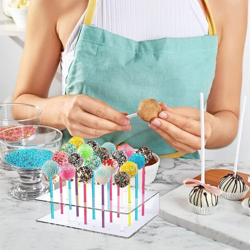 Coztie Cake Pop Tartó 2db Átlátszó Akril 20 Lyukas + 200 Pálcika