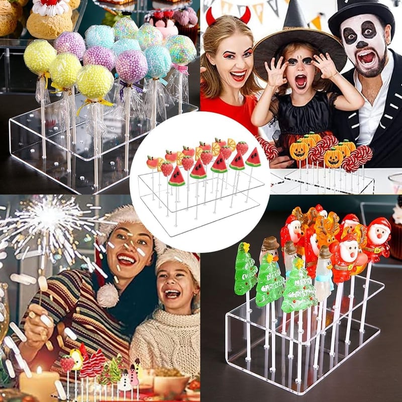 Coztie Cake Pop Tartó 2db Átlátszó Akril 20 Lyukas + 200 Pálcika