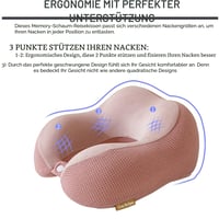 Cestovný vankúš Cozy BoSpin, vankúš na krk, pamäťová pena, prenosný oporný vankúš na kempovanie a spanie, ľahký a pohodlný, rýchlo zbaliteľný, ružový 2
