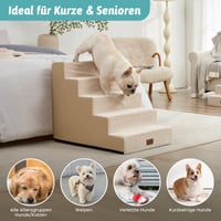 Scări pentru câini de talie mică Cozy Kiss, 5 trepte, late, pentru animale de companie, ideale pentru pat, canapea sau mașină, 75x50x60 cm, bej, cu husă detașabilă, potrivite și pentru pisici 7