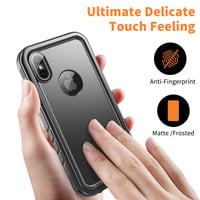 Vodotesný a nárazuvzdorný kryt Cozycase IP68 pre iPhone X/XS, 360° ochrana – čierny 6