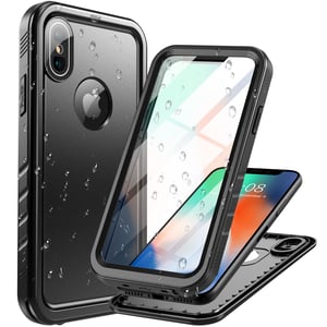Vodotesný a nárazuvzdorný kryt Cozycase IP68 pre iPhone X/XS, 360° ochrana – čierny