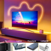 Bandă LED neon RGBIC Cozylady 3M 5V USB, flexibilă, cu adeziv dublu față puternic, IP65, control prin aplicație, alb, pentru interior și exterior 2