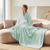 Mäkká flanelová deka CozyLux 150x200 cm, šalviovozelená - XL teplá deka na pohovku na štyri ročné obdobia, Oeko-Tex 100, 260 g/m² 2