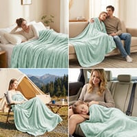 Mäkká flanelová deka CozyLux 150x200 cm, šalviovozelená - XL teplá deka na pohovku na štyri ročné obdobia, Oeko-Tex 100, 260 g/m² 5