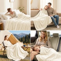 Pătură pufoasă din pluș CozyLux 130x150 cm, cuvertură caldă și moale de culoarea cremei pentru canapea și pat 5