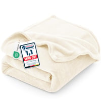 Pătură pufoasă din pluș CozyLux 130x150 cm, cuvertură caldă și moale de culoarea cremei pentru canapea și pat 1