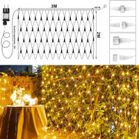 Cozymeow 3x2m 200 LED Hálós Kültéri Fényfüzér Meleg Fehér, Időzítő, 8 Mód, Vízálló 3