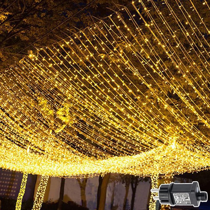 Cozymeow LED Fényfüggöny 2db 600 LED 6x3m - Meleg Fehér Tündérfény 8 Világítási Móddal és Időzítővel - Vízálló Beltéri/Kültéri Dekoráció Esk