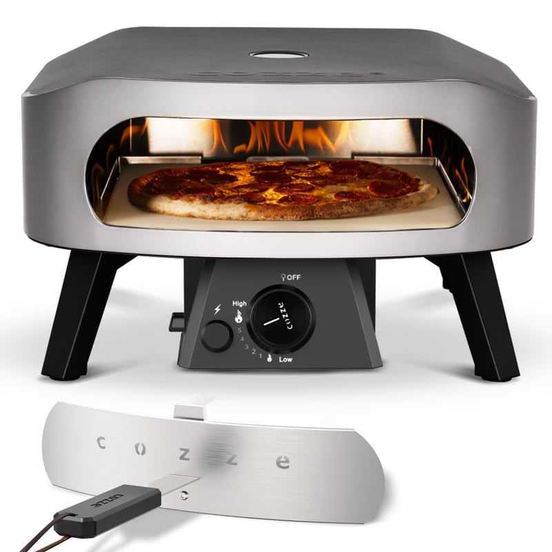 Cuptor de Pizza pe Gaz Cozze 13 Inchi - Cuptor de Pizza Exterior pe Gaz de Masă cu Regulator (50 mbar)