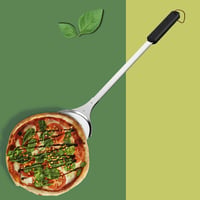 Otočná lopata na pizzu Cozze Premium z nehrdzavejúcej ocele – priemer 18 cm, dĺžka rukoväti 76 cm, žiaruvzdorná, certifikácia LFGB 2