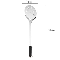 Otočná lopata na pizzu Cozze Premium z nehrdzavejúcej ocele – priemer 18 cm, dĺžka rukoväti 76 cm, žiaruvzdorná, certifikácia LFGB 4