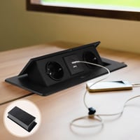 CPROSP Beépíthető Aljzat 2 USB-vel, Összecsukható Munkalapba Süllyeszthető Fehér 8