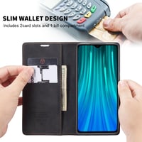 Cracedily Xiaomi Redmi Note 8 Pro Flip Tok Mágneses Kártyatartóval és Állvánnyal Fekete 5