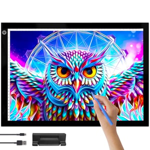 Crafts&Co LED Világítóasztal A3, Szabályozható Fényerő, Lightpad 470x345 mm, USB Csatlakozás, Diamond Painting Rajzlap, Fénytábla