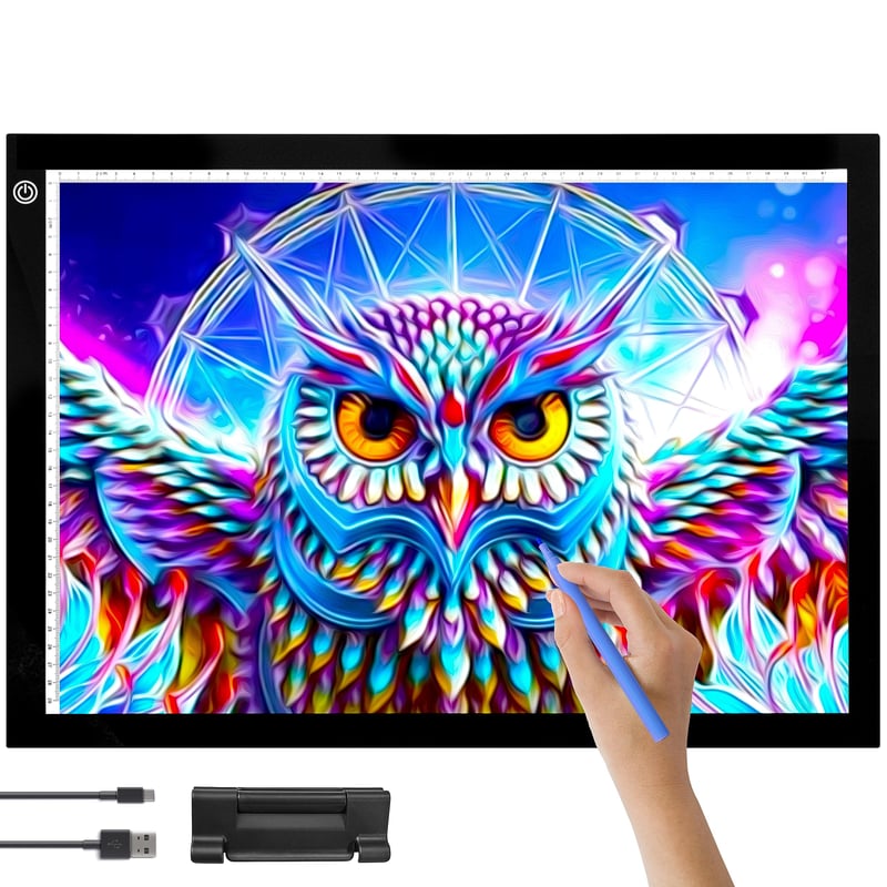 Crafts&Co LED svjetleći stol A3, podesiva svjetlina, lightpad 470x345 mm, USB priključak, podloga za diamond painting i crtanje, svjetlosna ploča