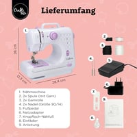 Crafts&Co Varrógép Kezdőknek LED Világítással és Lábpedállal | 12 Öltésminta | Mini Varrógép Overlock Funkcióval | Fehér 9