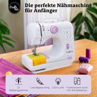 Crafts&Co Varrógép Kezdőknek LED Világítással és Lábpedállal | 12 Öltésminta | Mini Varrógép Overlock Funkcióval | Fehér 2