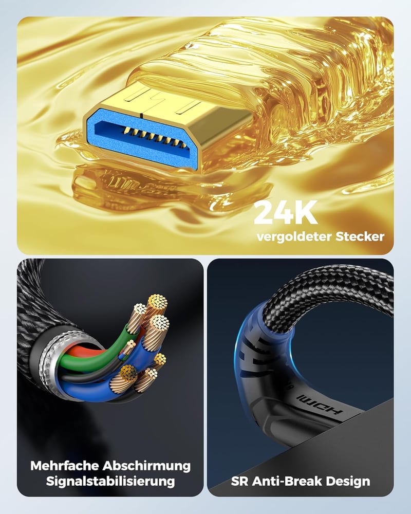 Cratree 8K Micro HDMI - HDMI 2.1 kábel 3m, 60Hz, Ethernet, GoPro kompatibilis