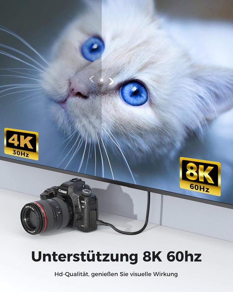 Cratree 8K Micro HDMI - HDMI 2.1 kábel 3m, 60Hz, Ethernet, GoPro kompatibilis