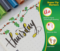 Sada umývateľných fixiek Crayola Super Tips, 12 ks, rôzne farby, stredný hrot, na školské a voľnočasové účely, kaligrafia 6