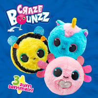 Craze BOUNZZ Trio skákacie plyšové hračky 3 ks – Nadýchané plyšové postavičky pre deti od 3 rokov, 6 farebných variantov, zberateľské mäkké zvieratká 5