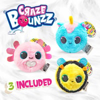 Craze BOUNZZ Trio skákacie plyšové hračky 3 ks – Nadýchané plyšové postavičky pre deti od 3 rokov, 6 farebných variantov, zberateľské mäkké zvieratká 2