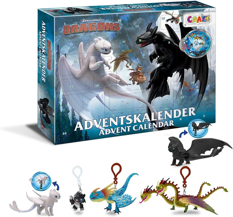 CRAZE Dragons 3 Adventi Naptár Gyerekeknek, 24 Meglepetés, Fiúknak és Lányoknak