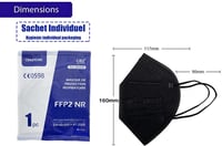 CRAZYCHIC FFP2 respirátor čierny 20 ks - Certifikovaný CE respirátor EN149, 5-vrstvová ochranná maska proti prachu s vysokou filtráciou, jednotlivo balená 4
