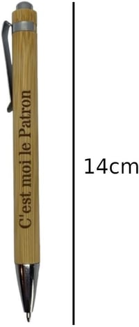 Créa03 Gravírozott Fa Golyóstoll "C'est Moi le Patron" Ajándék Szett 4