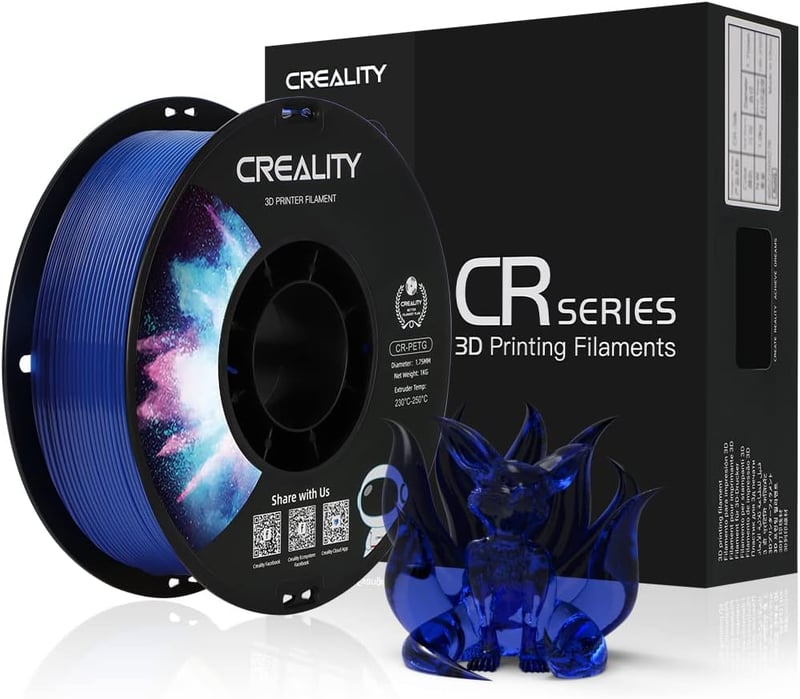 Creality PETG 1.75mm 3D nyomtató filament 1kg tekercs átlátszó kék - Polyethylene Terephthalate Glycol, 1 kg transparent blue