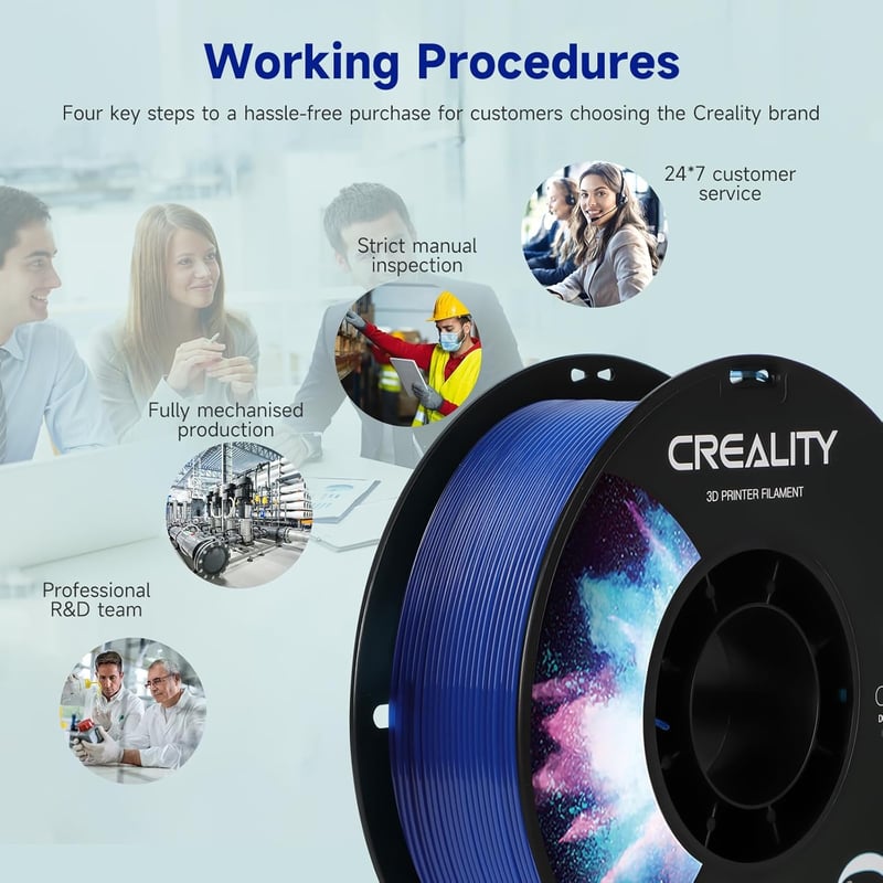 Creality PETG 1.75mm 3D nyomtató filament 1kg tekercs átlátszó kék - Polyethylene Terephthalate Glycol, 1 kg transparent blue