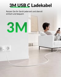 CREAPICO 20W USB-C rýchlonabíjačka s 3 m nabíjacím káblom, kompatibilná so sieťovým adaptérom pre iPhone 17 16 15 Pro Max Air Plus, iPad, Samsung S25 S24 a Google Pixel 6