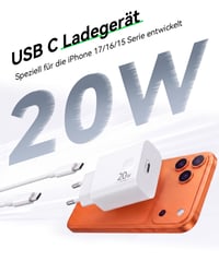 CREAPICO 20W USB-C rýchlonabíjačka s 3 m nabíjacím káblom, kompatibilná so sieťovým adaptérom pre iPhone 17 16 15 Pro Max Air Plus, iPad, Samsung S25 S24 a Google Pixel 2